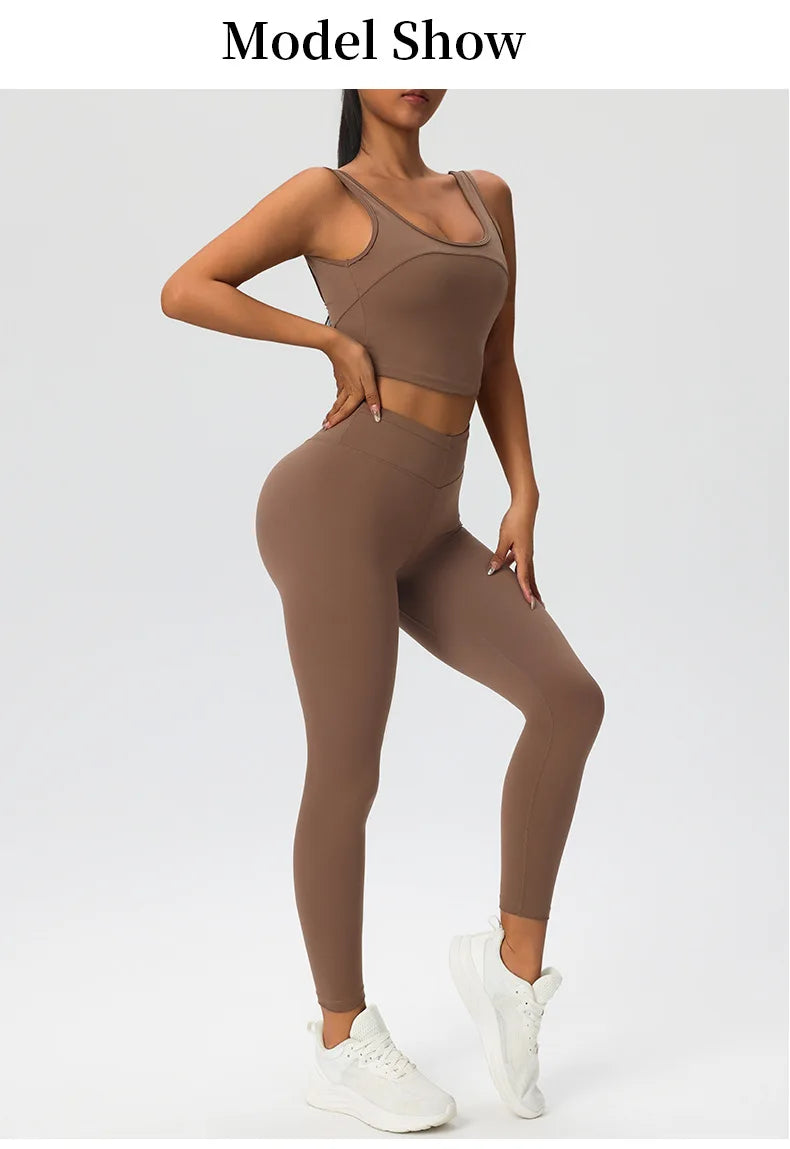 2 Pieces Women's High Quality Soften Yoga Set Sports Suit Gym Set