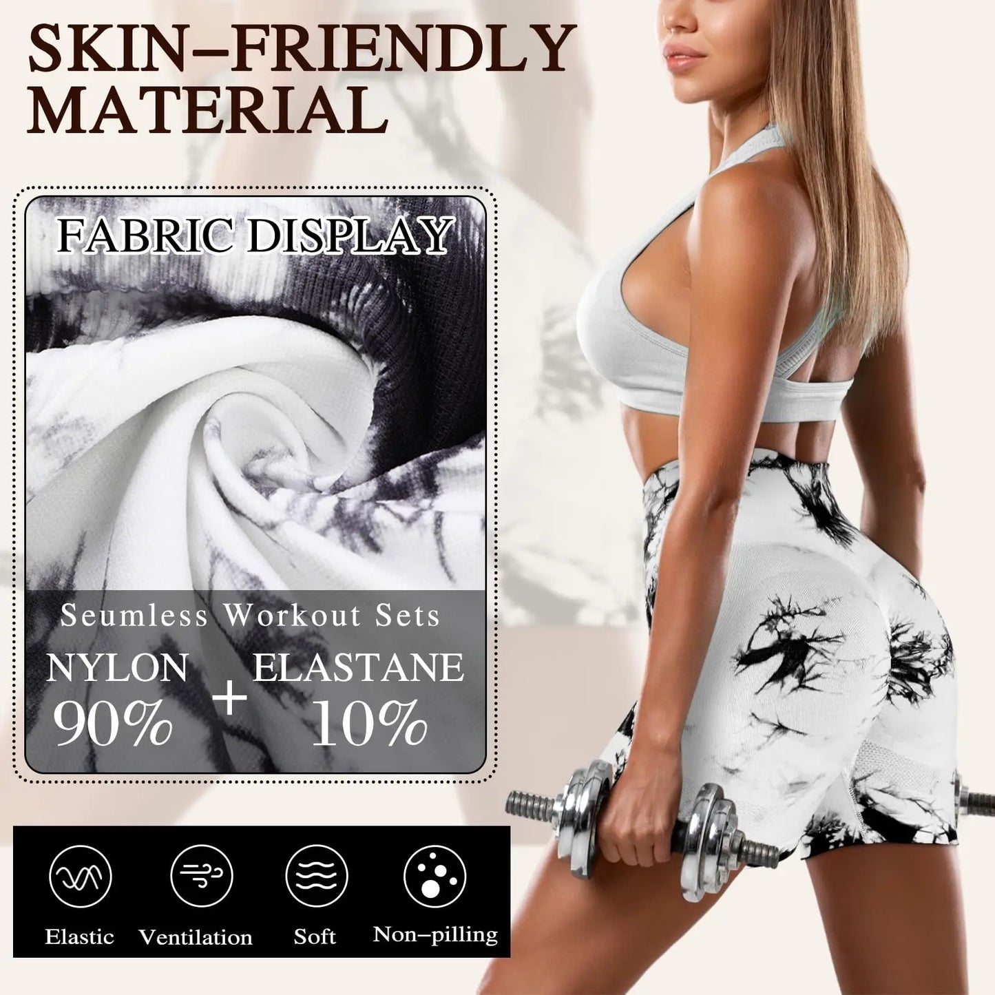 Seamless Tie Dye Yoga Shorts for Women High Waist Quick Dry Fitness Workout Running Shorts Lifting Hip Yoga Sports Tight Shorts