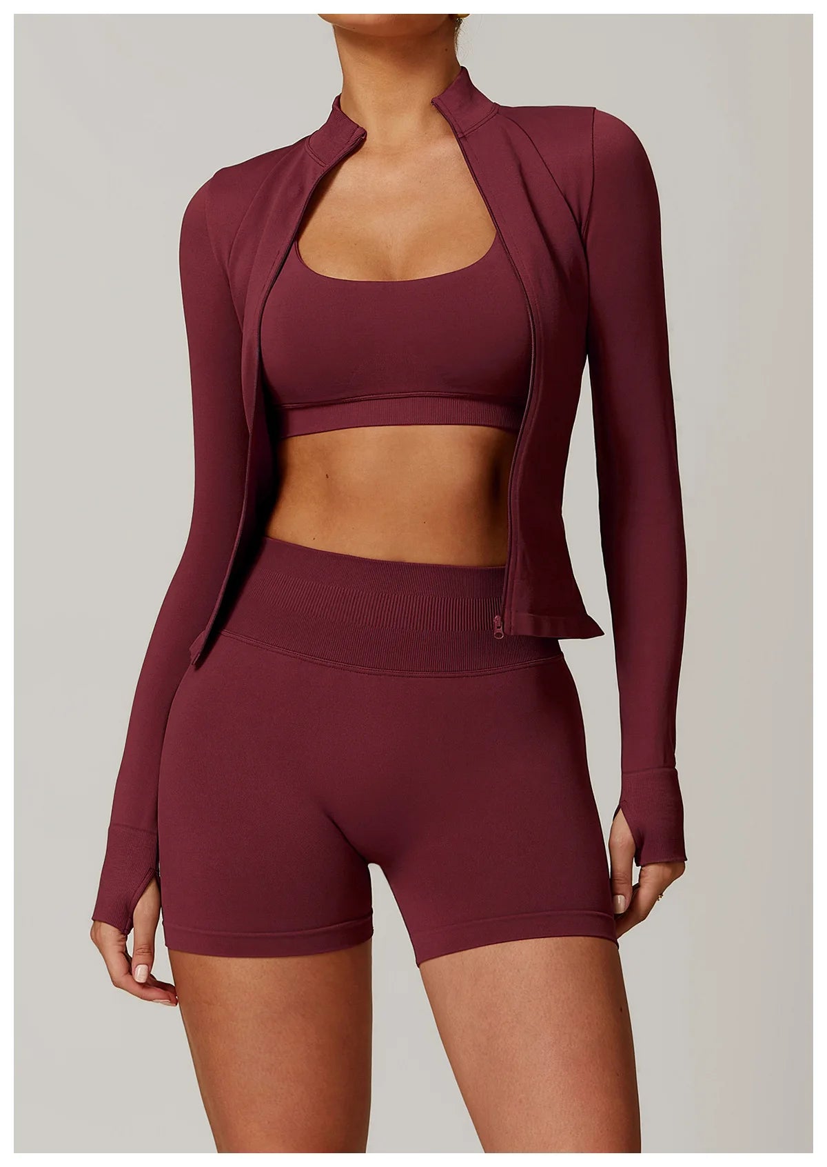 Seamless Yoga Clothes Women's Top Standing Collar Long Sleeved Sports Jacket