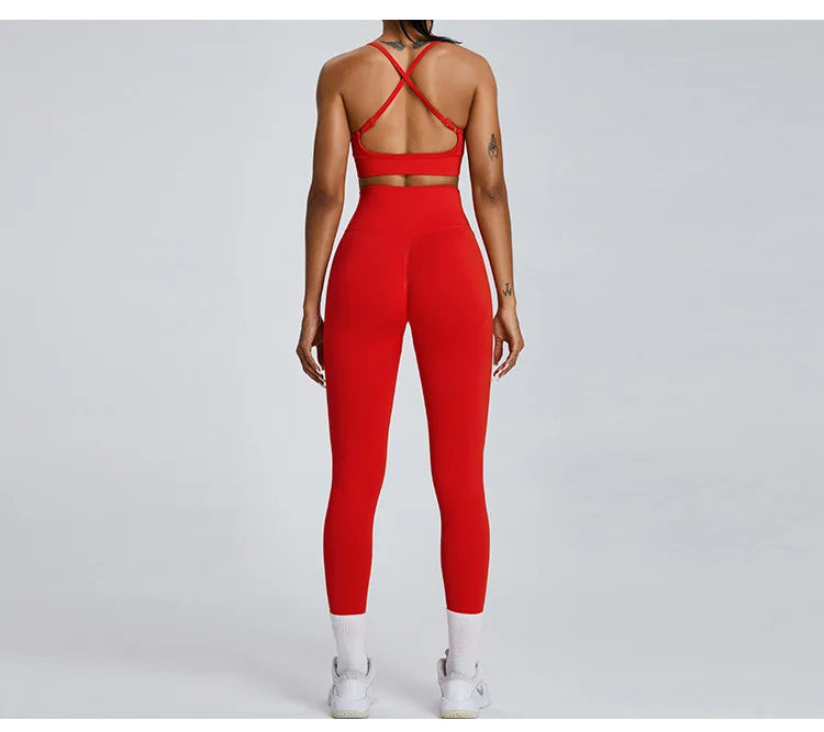 Women's Tracksuit Seamless Fitness Suit 2PCS Yoga Set Sportswear Workout