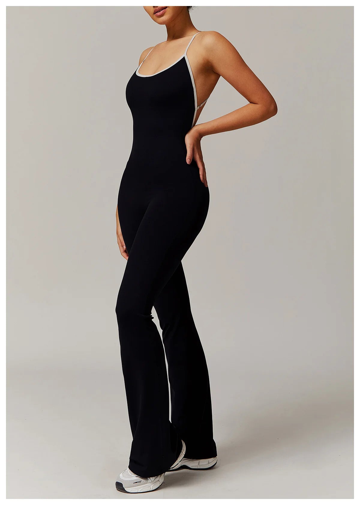 V Back Jumpsuit Gym Set