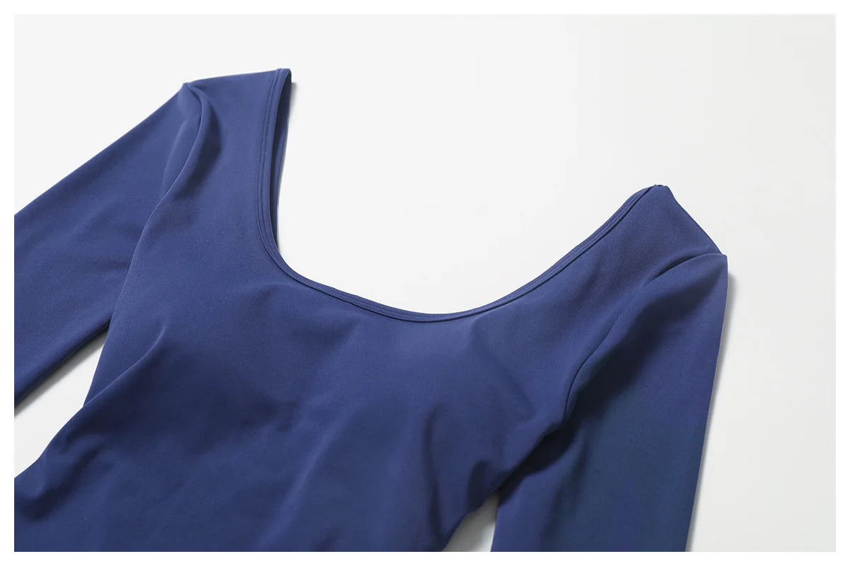 Backless Yoga Boilersuit Long Sleeved Women Sportswear Gym Jumpsuits
