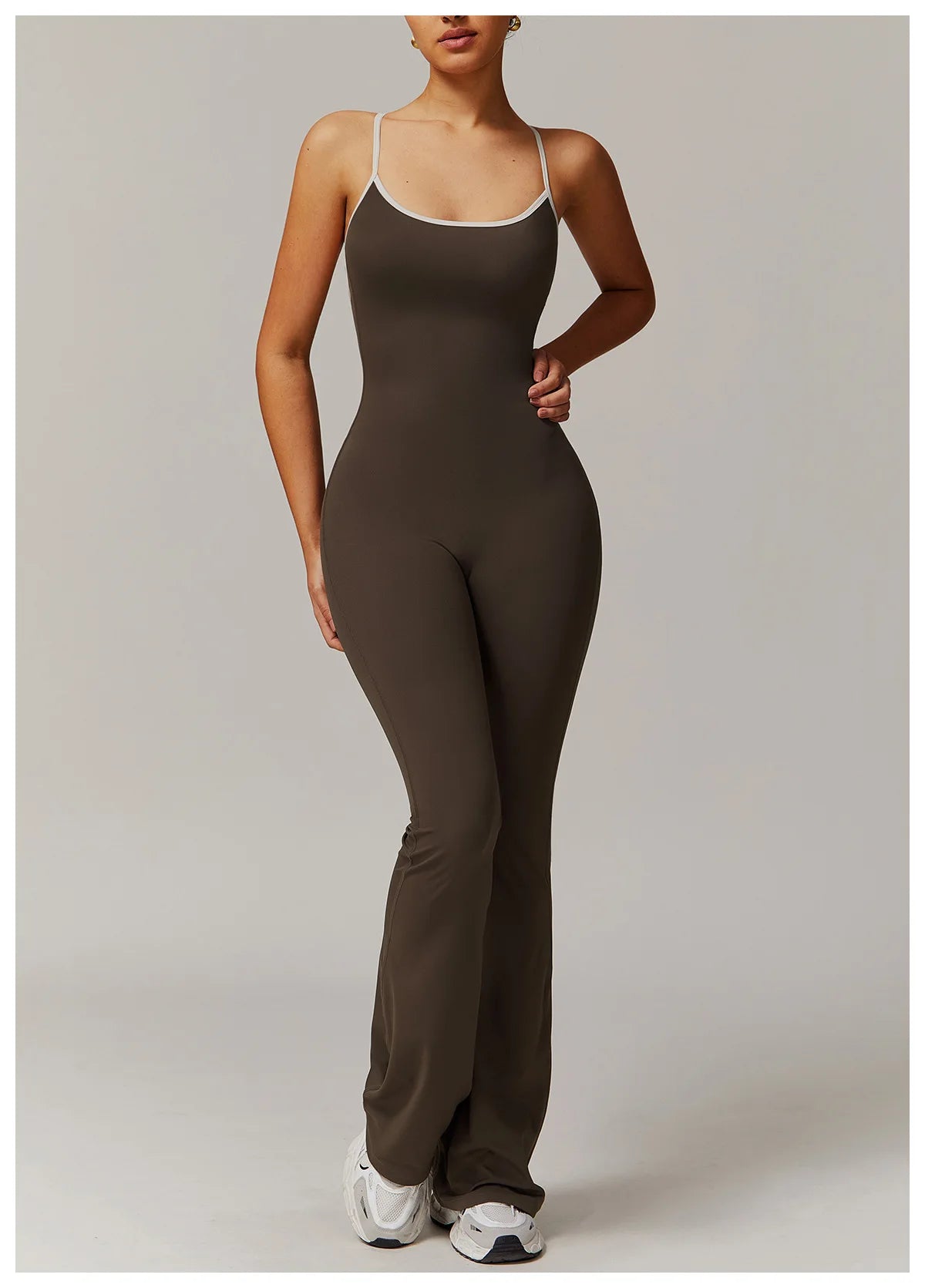 V Back Jumpsuit Gym Set
