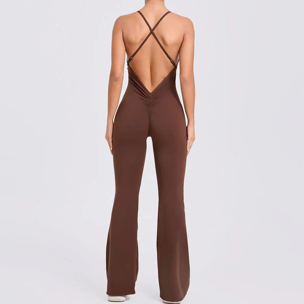 Sexy Back V Jumpsuit Gym Set Yoga Suit Sportswear Women