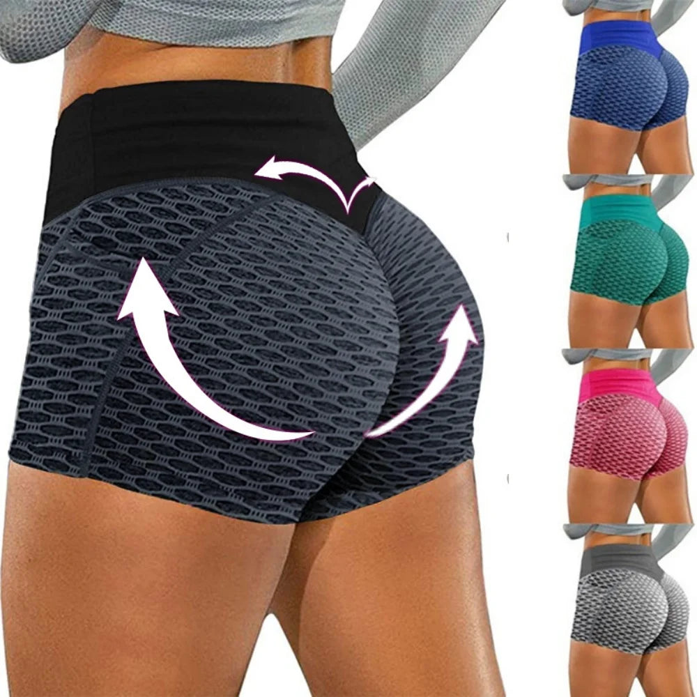 High Waist Honeycomb Yoga Shorts