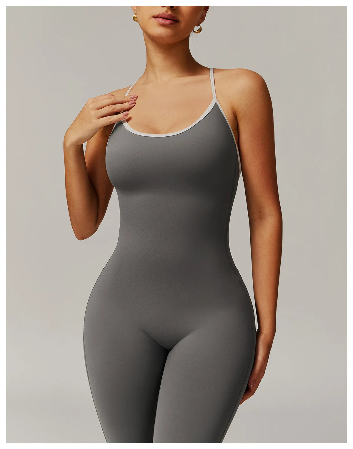 V Back Jumpsuit Gym Set