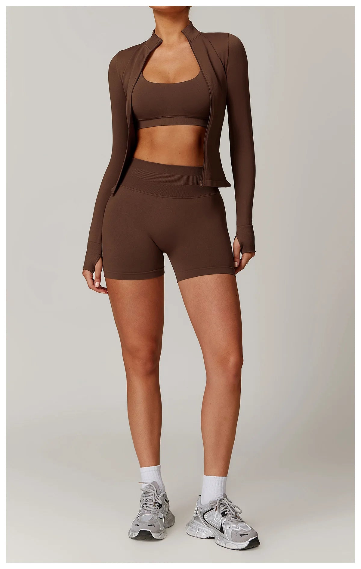 Seamless Yoga Clothes Women's Top Standing Collar Long Sleeved Sports Jacket