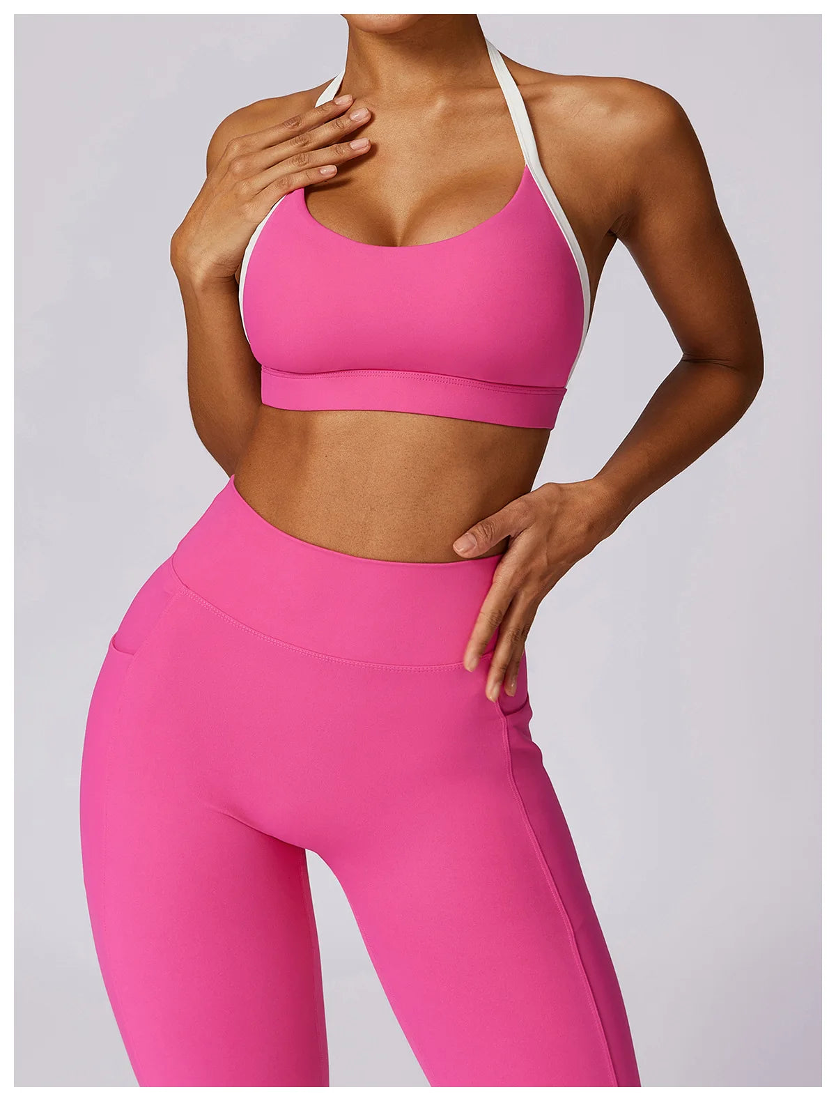 2Pcs Gym Set Women Workout Backless Yoga Suit