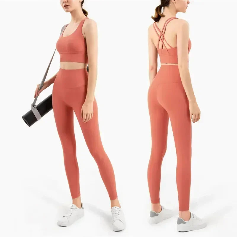 Sportswear Yoga Set Leggings and Tops Fitness