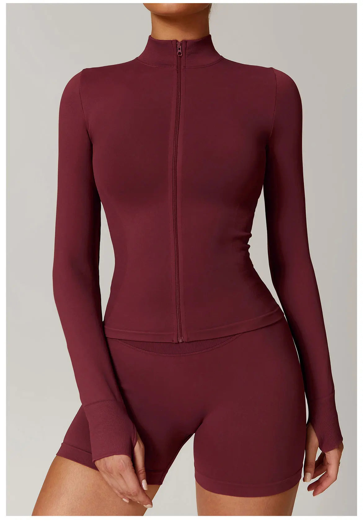 Seamless Yoga Clothes Women's Top Standing Collar Long Sleeved Sports Jacket