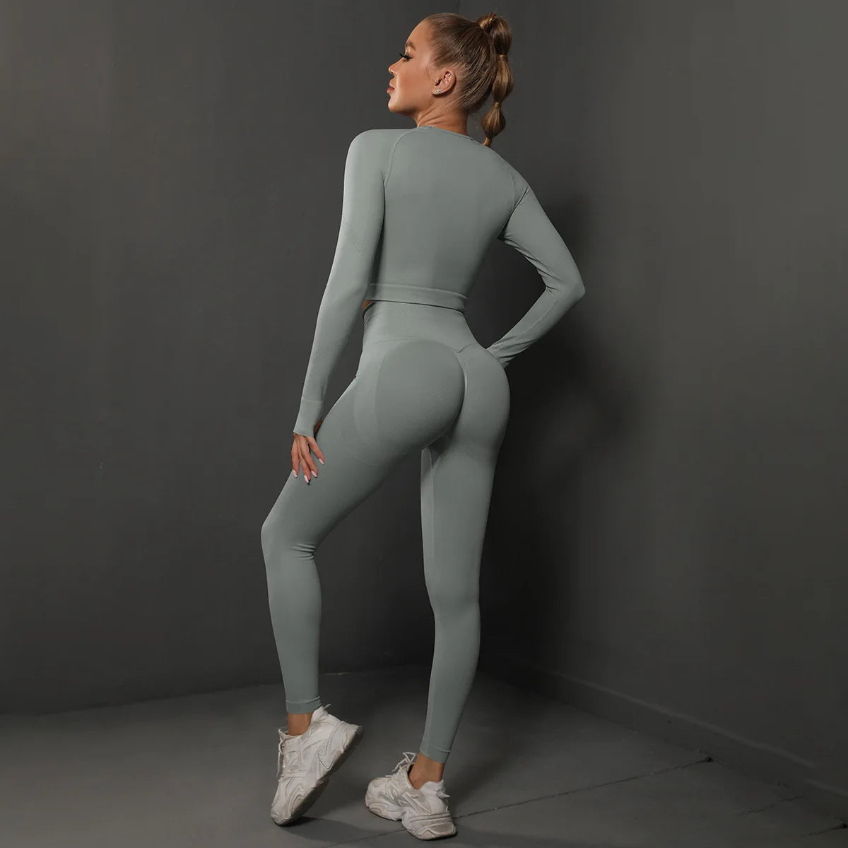 Women Sets 2PCS Energy Seamless Gym Tracksuits Tights Set