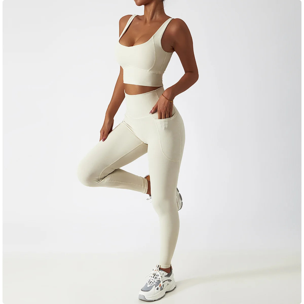2PCS Seamless Women Tracksuit Yoga Set Workout Sportswear