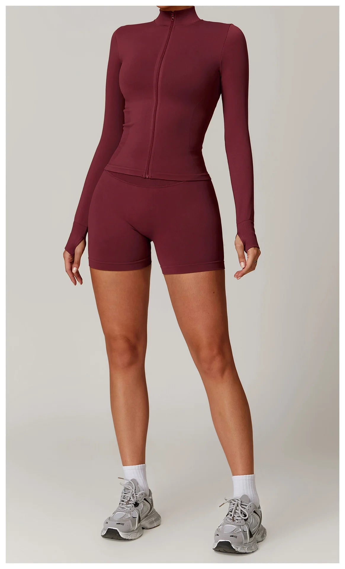 Seamless Yoga Clothes Women's Top Standing Collar Long Sleeved Sports Jacket