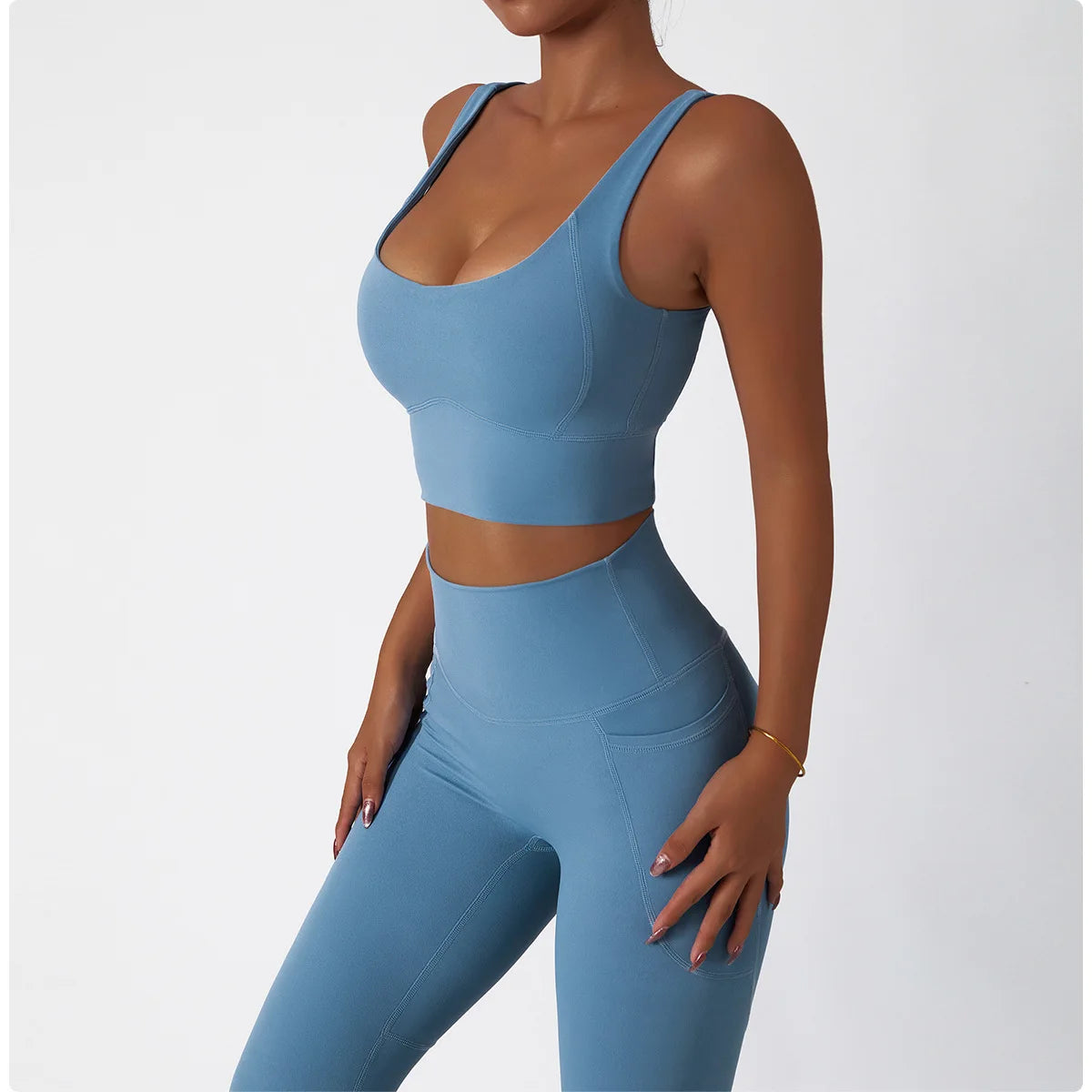 2PCS Seamless Women Tracksuit Yoga Set Workout Sportswear