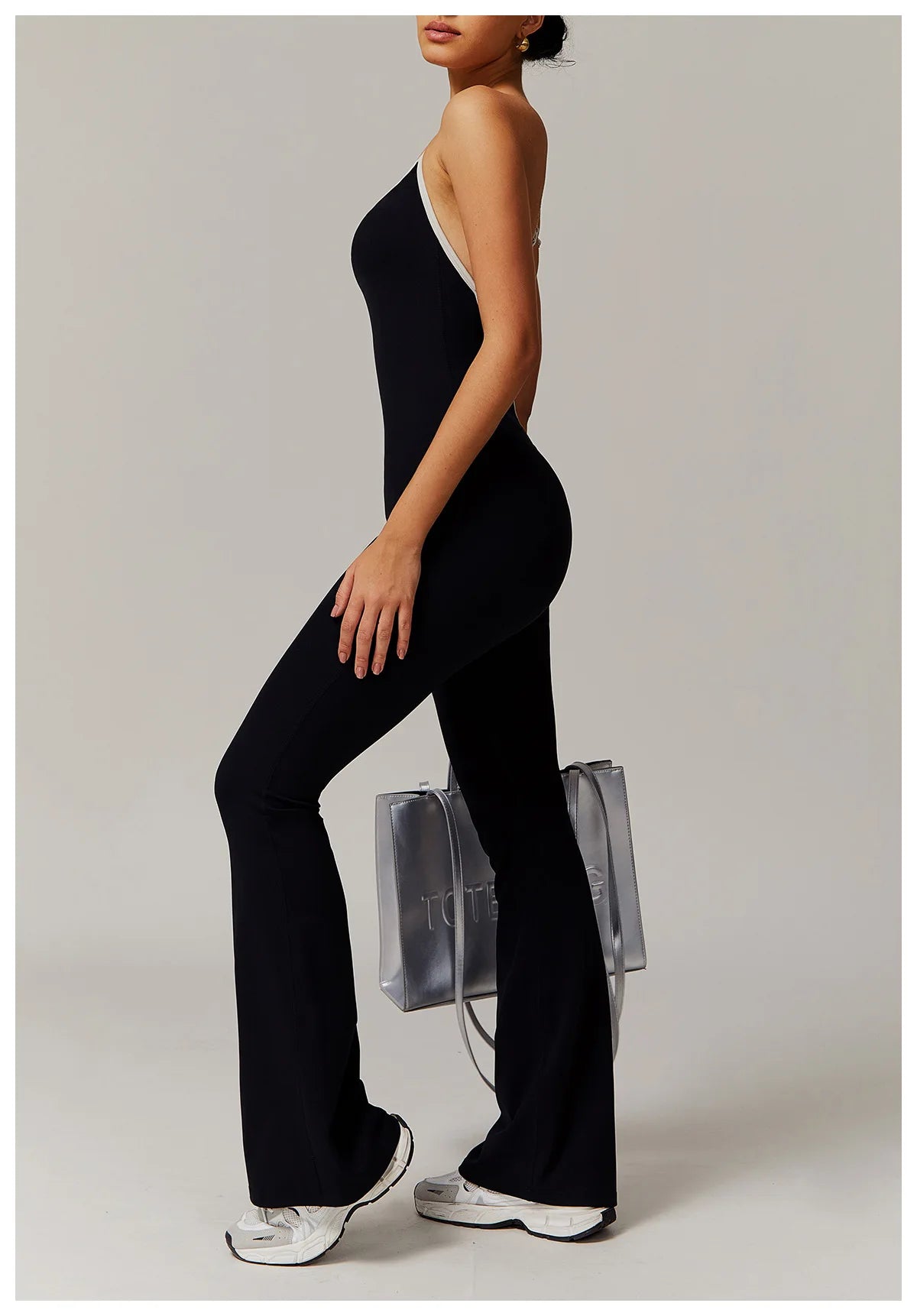 V Back Jumpsuit Gym Set