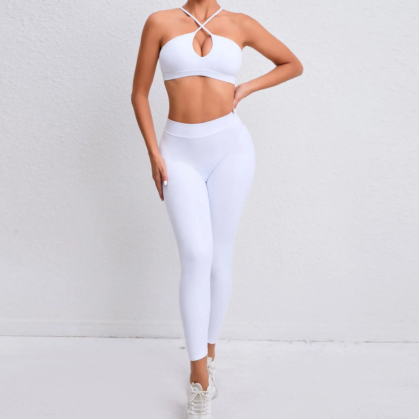 Sports Set Women Clothes Fitness Outfit Rib Yoga Suit Cross Running