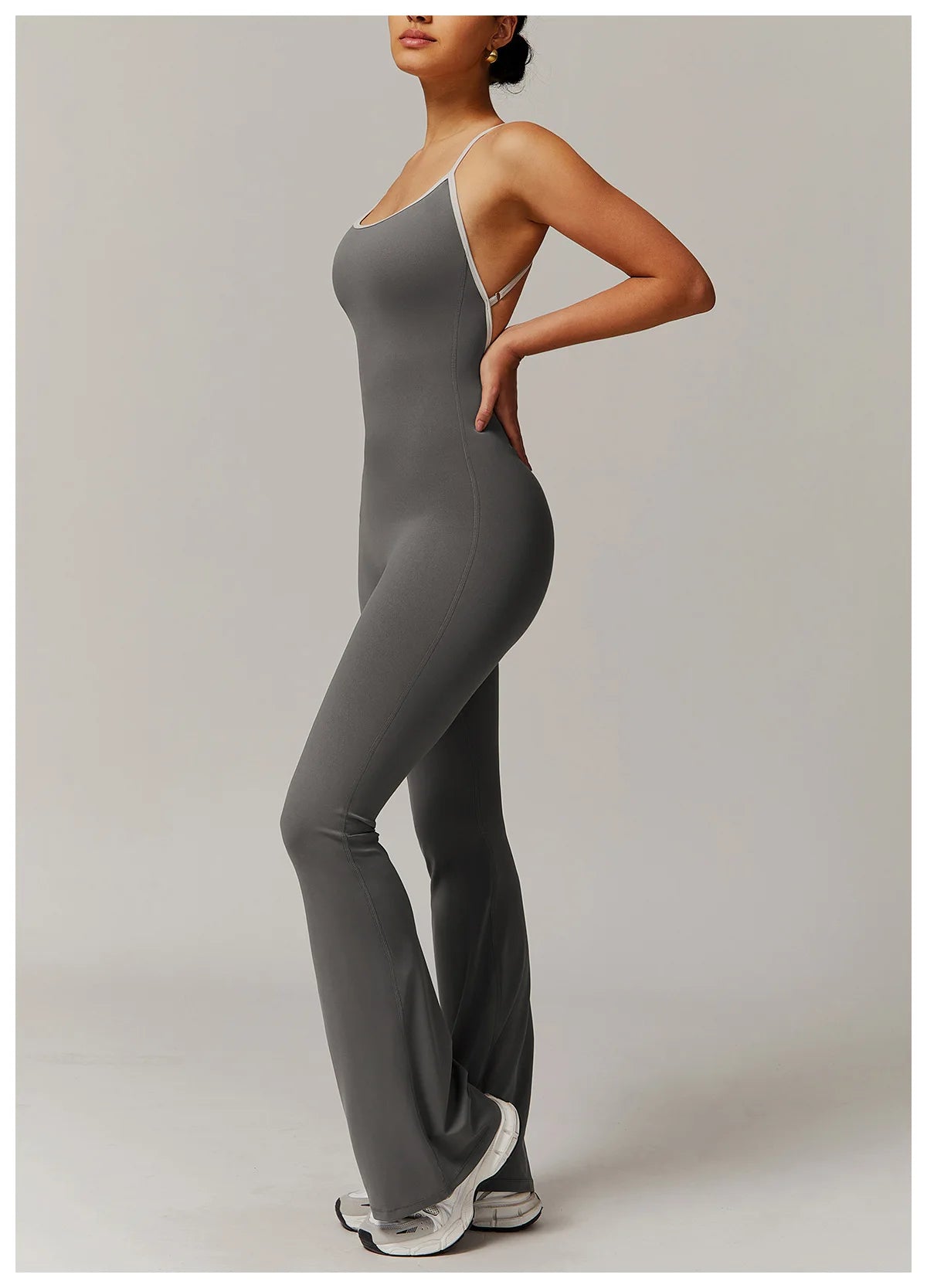V Back Jumpsuit Gym Set