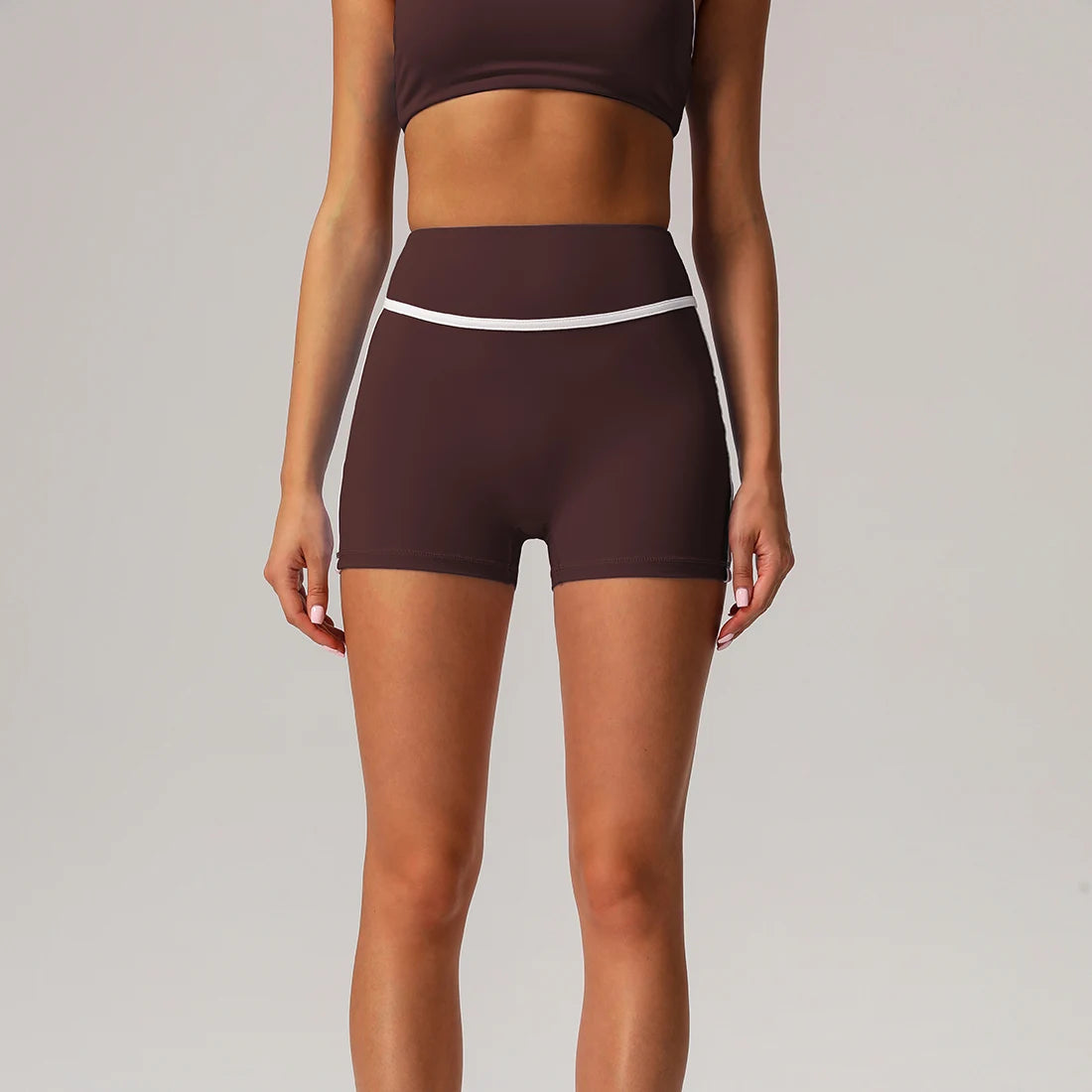 Women Contrast Color Lift Buttocks Outdoor Training Cycling Fitness Gym Casual Sport Shorts
