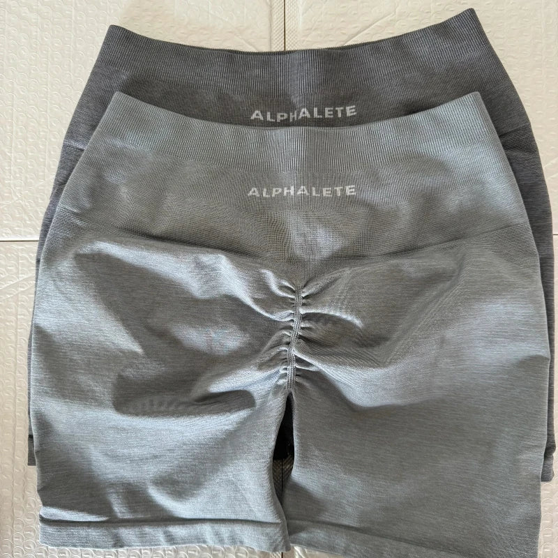 2025 ALPHALETE Impact Shorts Women Fitness Sports Biker Shorts Ribbed Band Yoga Shorts Workout Scrunch Butt Seamless Leggings