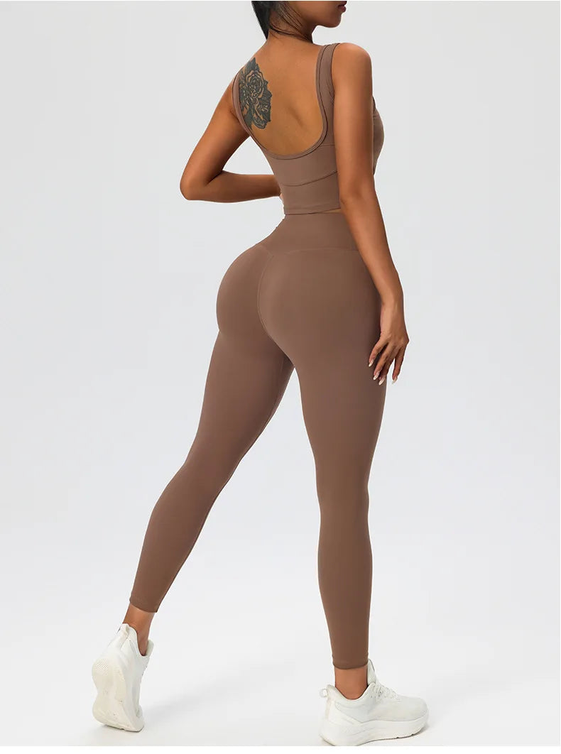 2 Pieces Women's High Quality Soften Yoga Set Sports Suit Gym Set