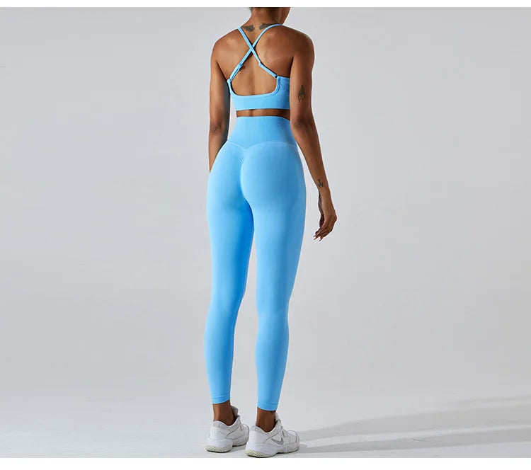 Women's Tracksuit Seamless Fitness Suit 2PCS Yoga Set Sportswear Workout
