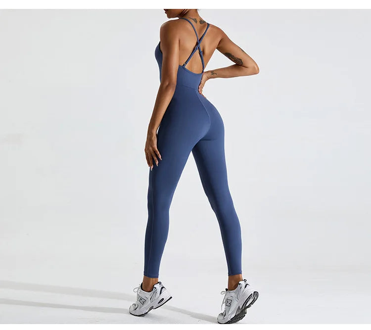 Yoga Jumpsuit for Women Fitness Backless Gym Clothing Set Yoga