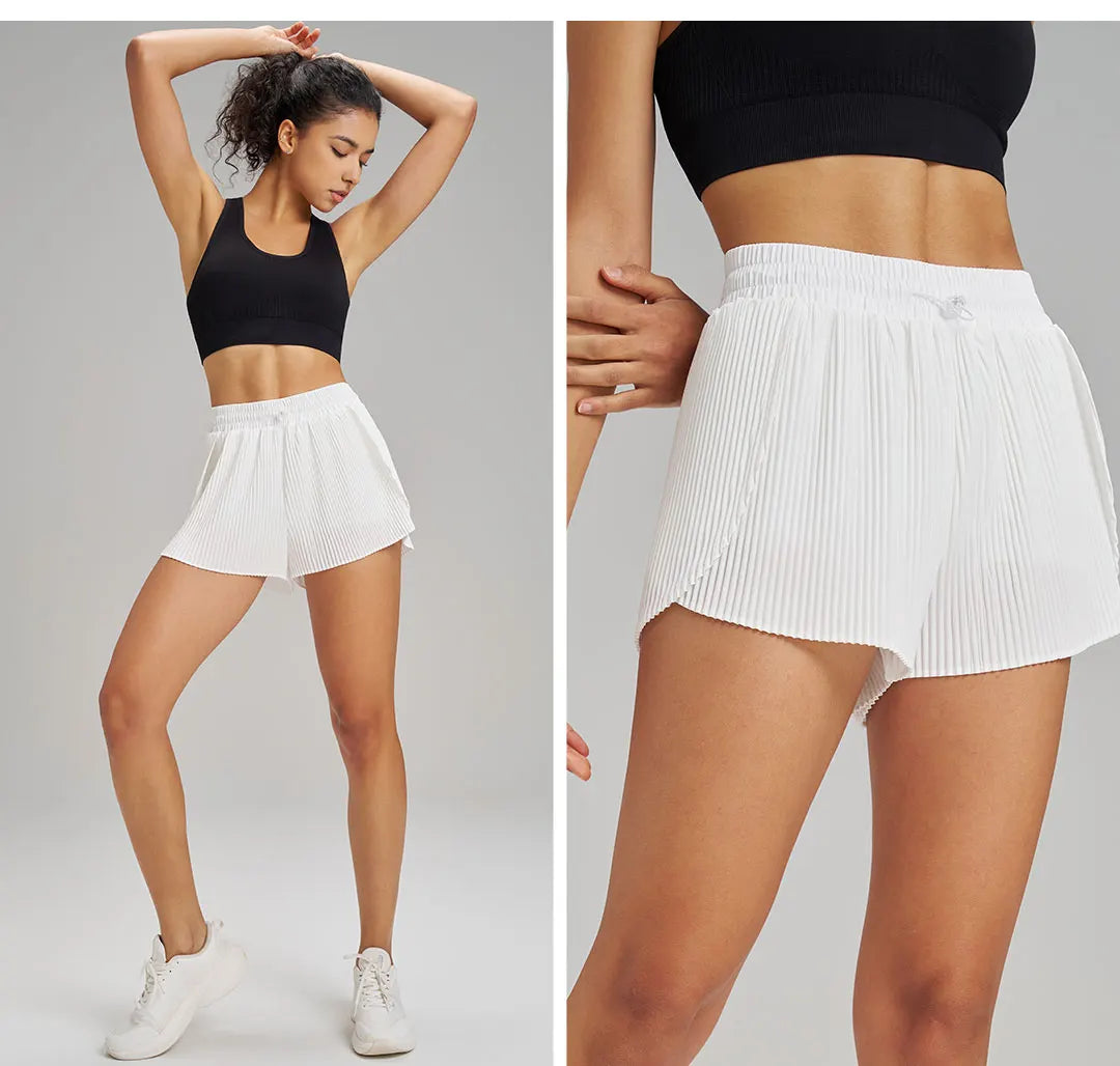 Sports Outdoor Fitness Yoga Shorts Fake Two Pieces Pleated Skirt Pants Breathable Quick Dry Three Point Pants Yoga Skirt