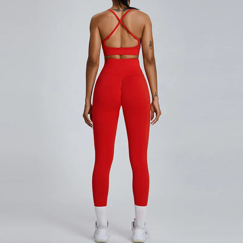 Women's Tracksuit Seamless Fitness Suit 2PCS Yoga Set Sportswear Workout