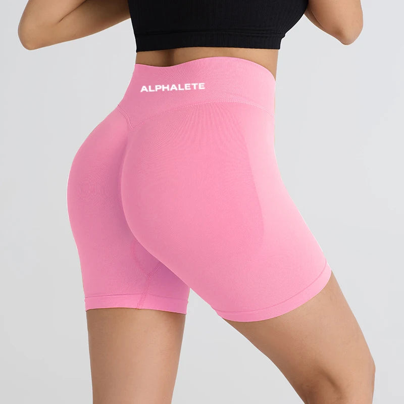 2025 ALPHALETE Impact Shorts Women Fitness Sports Biker Shorts Ribbed Band Yoga Shorts Workout Scrunch Butt Seamless Leggings