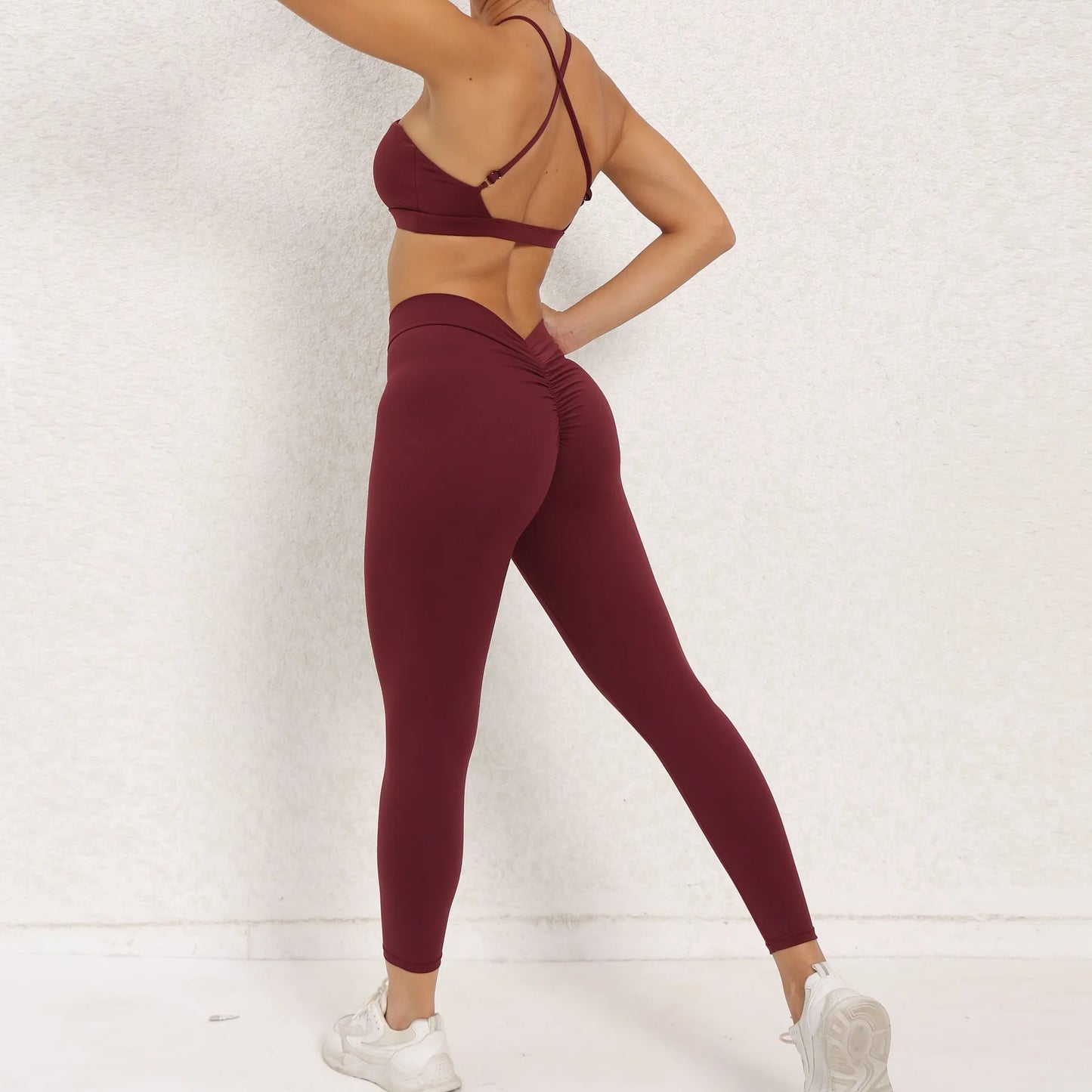 Sports Set Women Clothes Fitness Outfit Rib Yoga Suit Cross Running