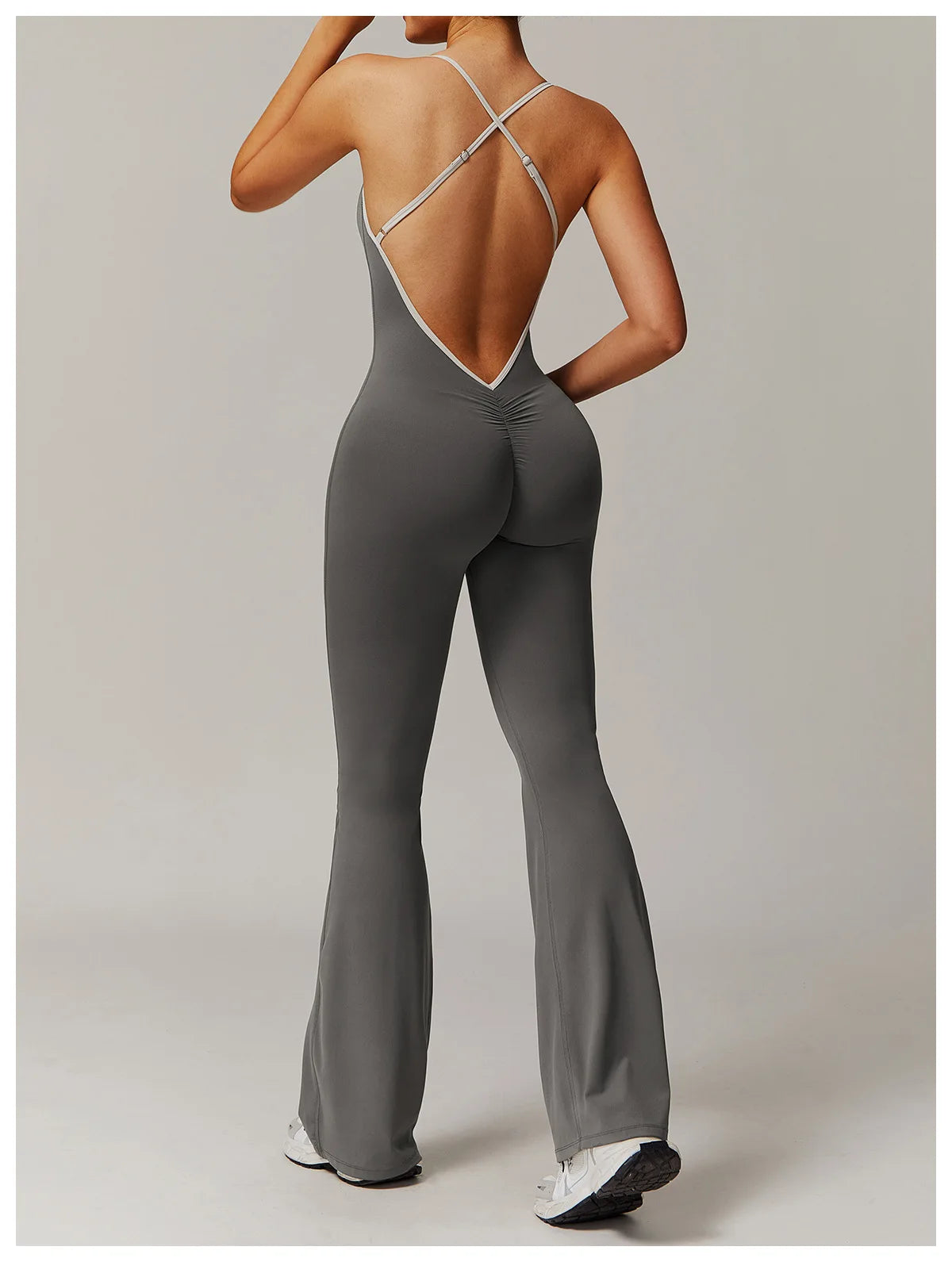 V Back Jumpsuit Gym Set