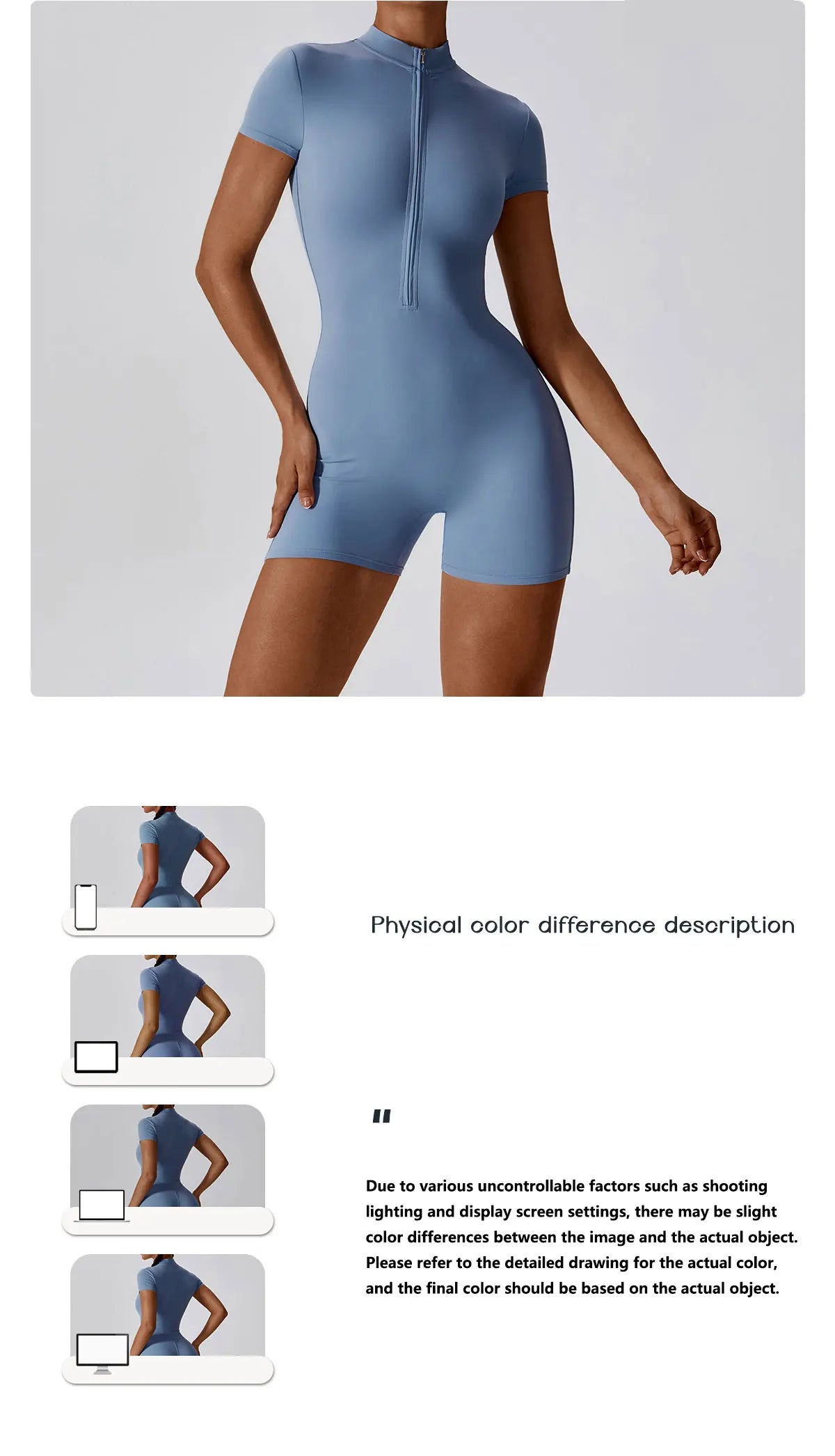 Summer Zipper Jumpsuit Short Sleeve Yoga Bodysuit