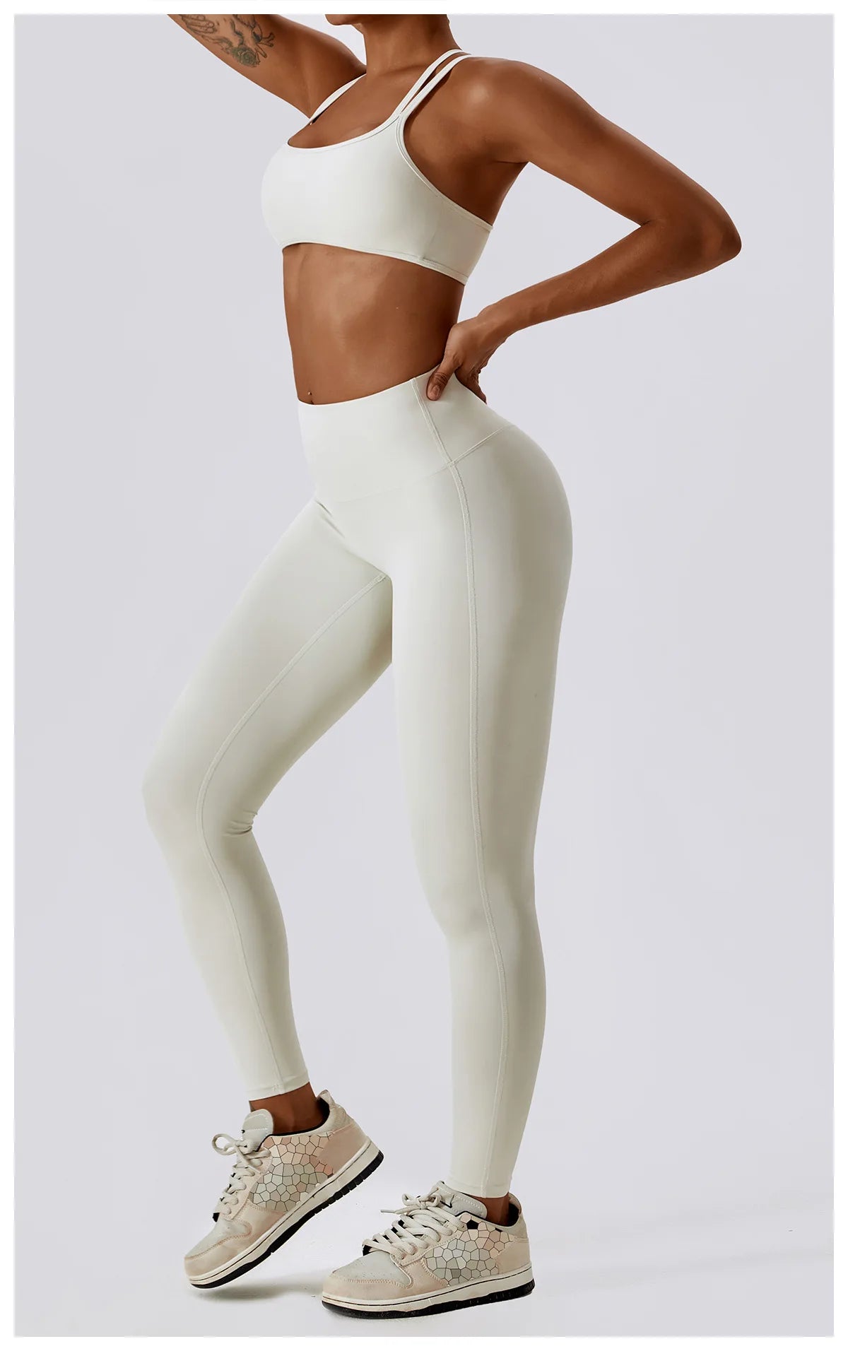 Athletic Wear High Waist Leggings And Top Two Piece Set Seamless Gym