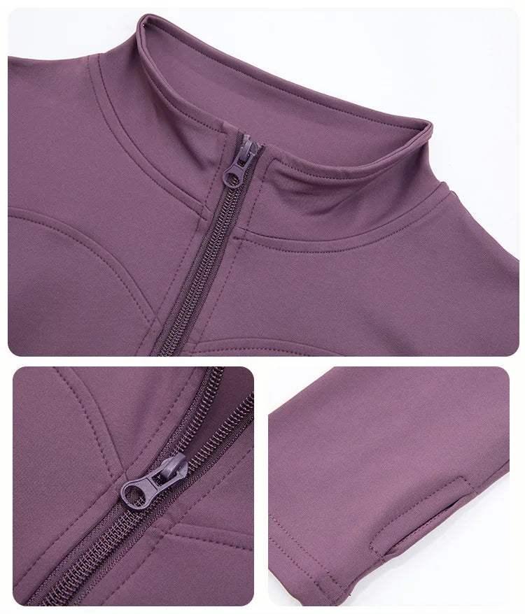 2PCS Yoga Set Workout Clothes Long Sleeve Jacket Gym Crop Top High Waist Leggings