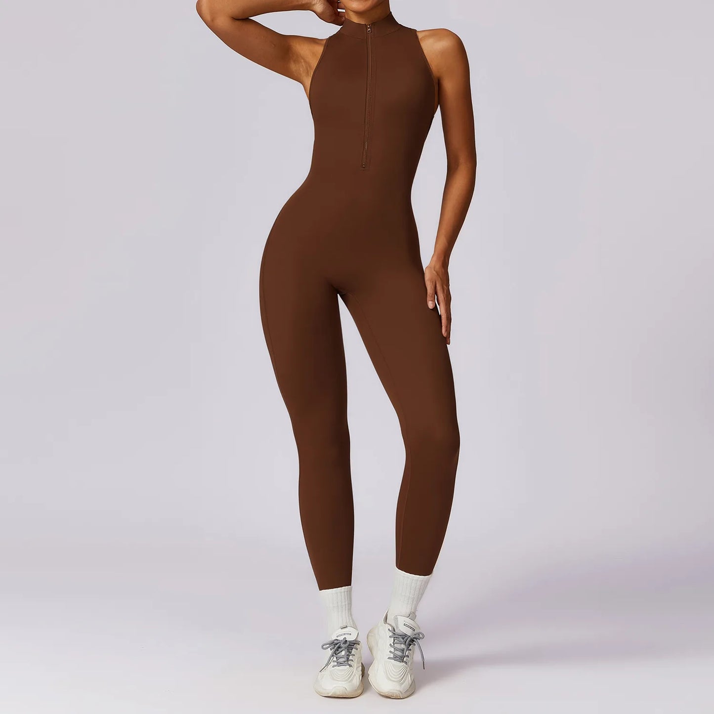 Women's Tracksuit Yoga Set Zipper Jumpsuits One Piece Fitness