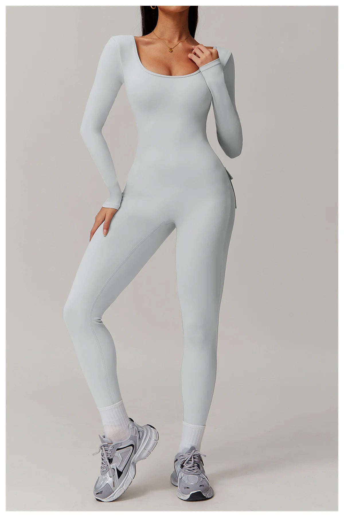 Backless Yoga Boilersuit Long Sleeved Women Sportswear Gym Jumpsuits