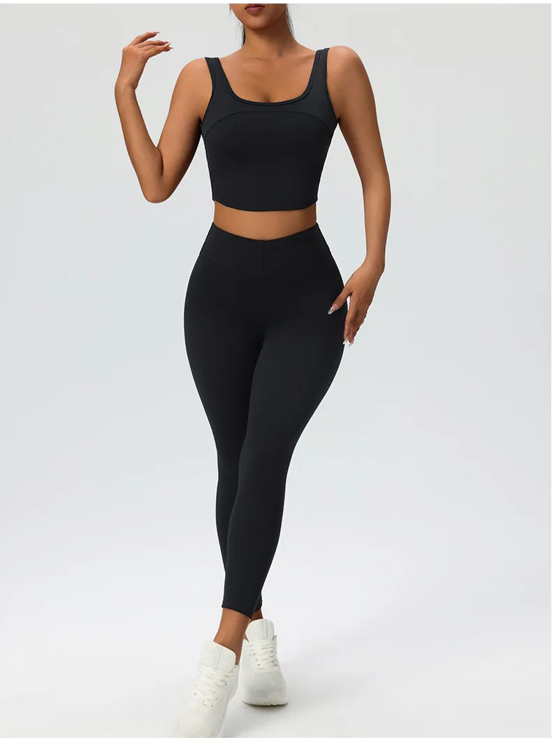 2 Pieces Women's High Quality Soften Yoga Set Sports Suit Gym Set