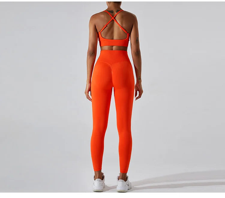 Women's Tracksuit Seamless Fitness Suit 2PCS Yoga Set Sportswear Workout