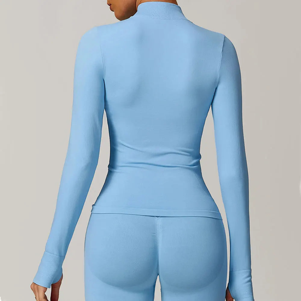 Seamless Yoga Clothes Women's Top Standing Collar Long Sleeved Sports Jacket