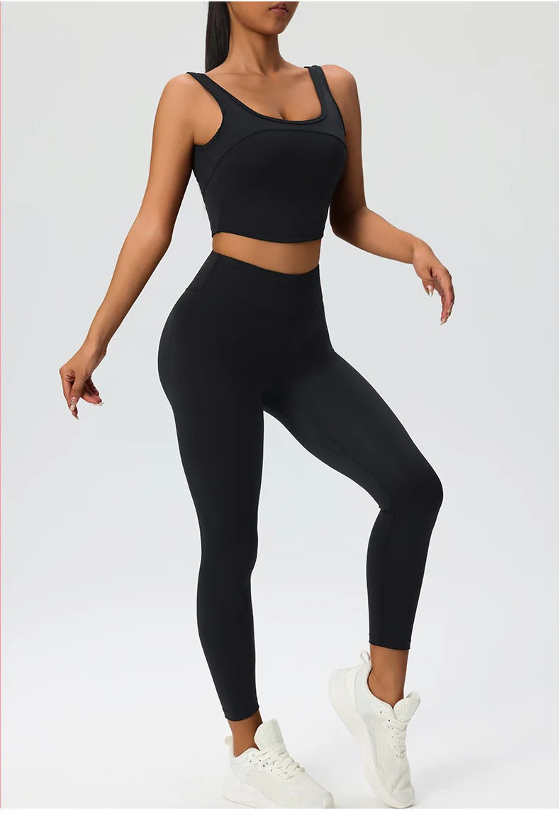 2 Pieces Women's High Quality Soften Yoga Set Sports Suit Gym Set