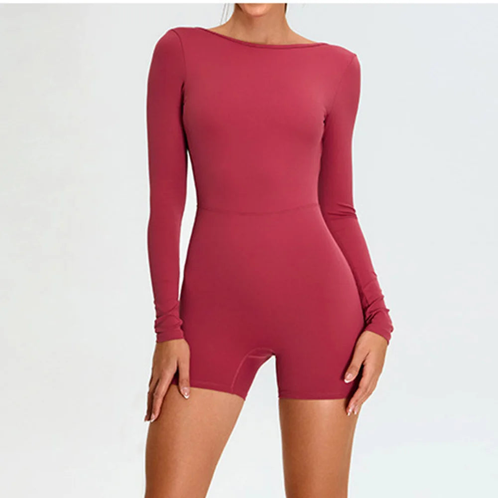 Yoga Suit Yoga Jumpsuit Long Sleeved Backless Rompers Sports Wear