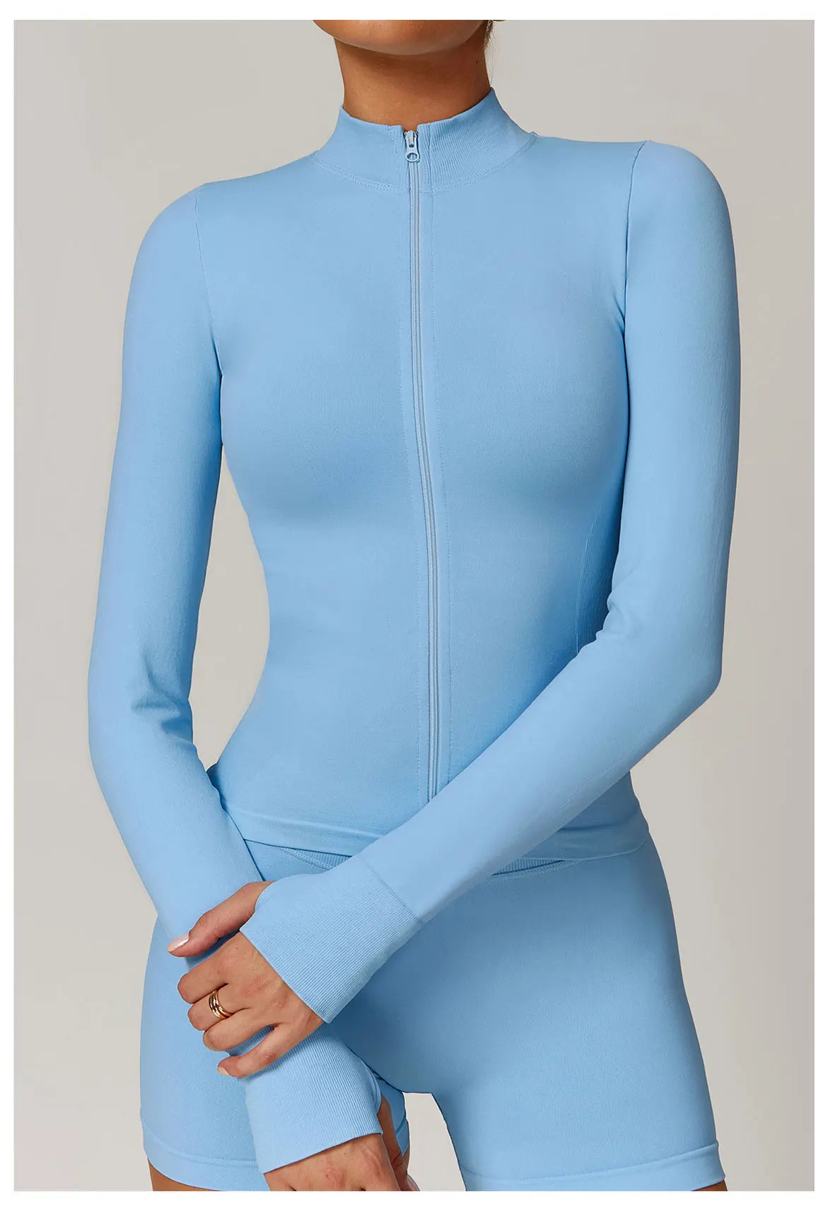 Seamless Yoga Clothes Women's Top Standing Collar Long Sleeved Sports Jacket