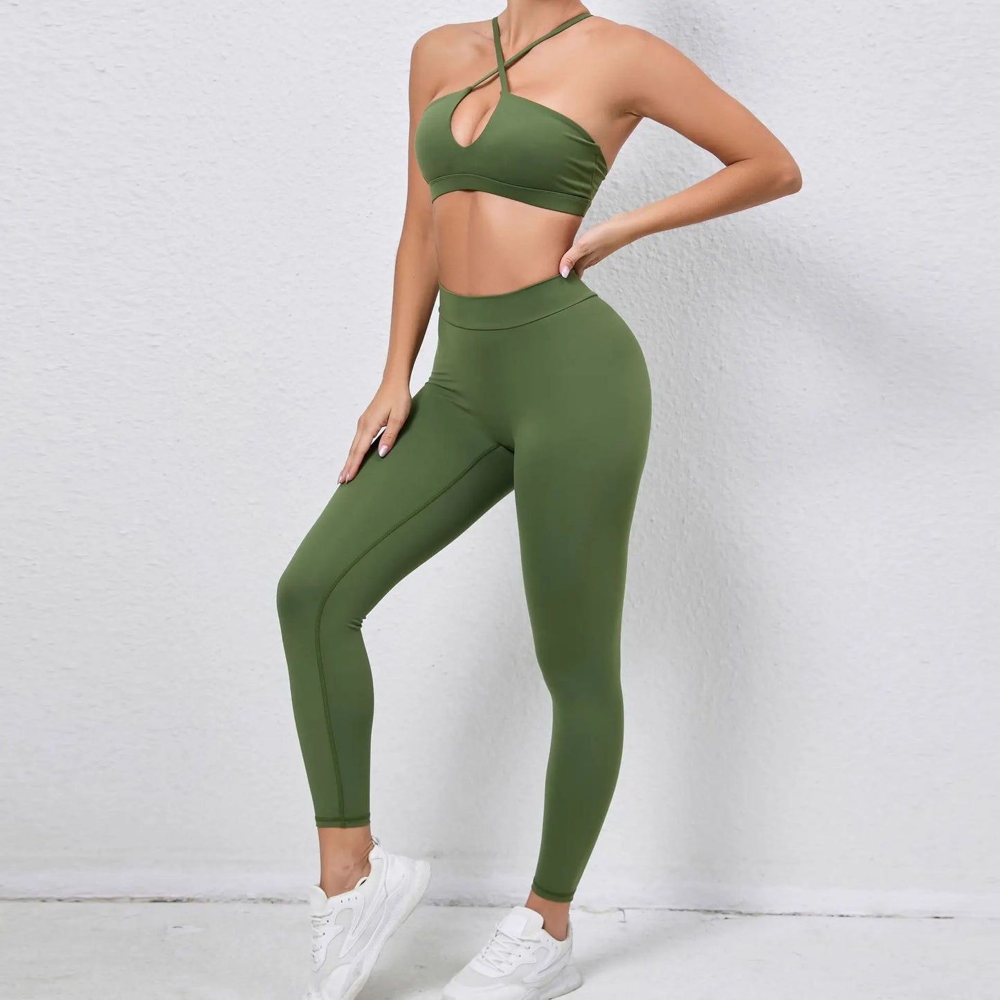 Sports Set Women Clothes Fitness Outfit Rib Yoga Suit Cross Running