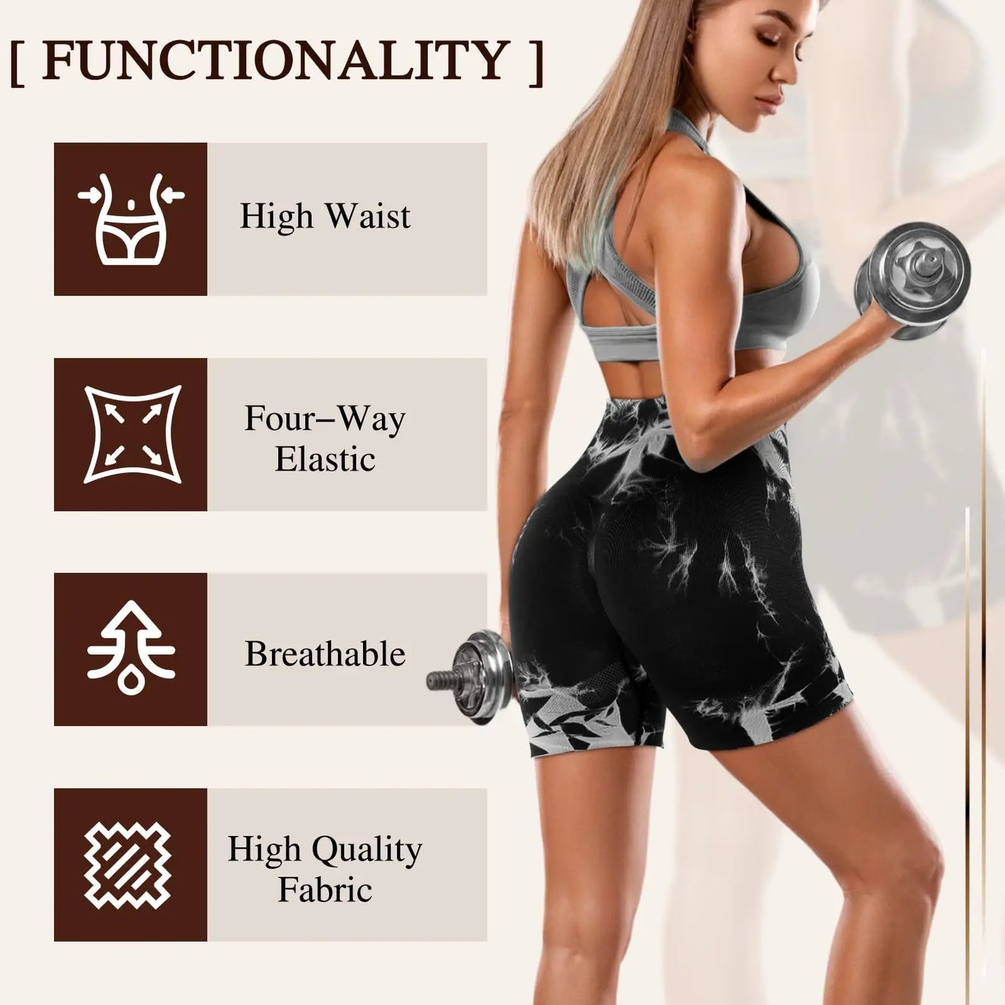 Seamless Tie Dye Yoga Shorts for Women High Waist Quick Dry Fitness Workout Running Shorts Lifting Hip Yoga Sports Tight Shorts
