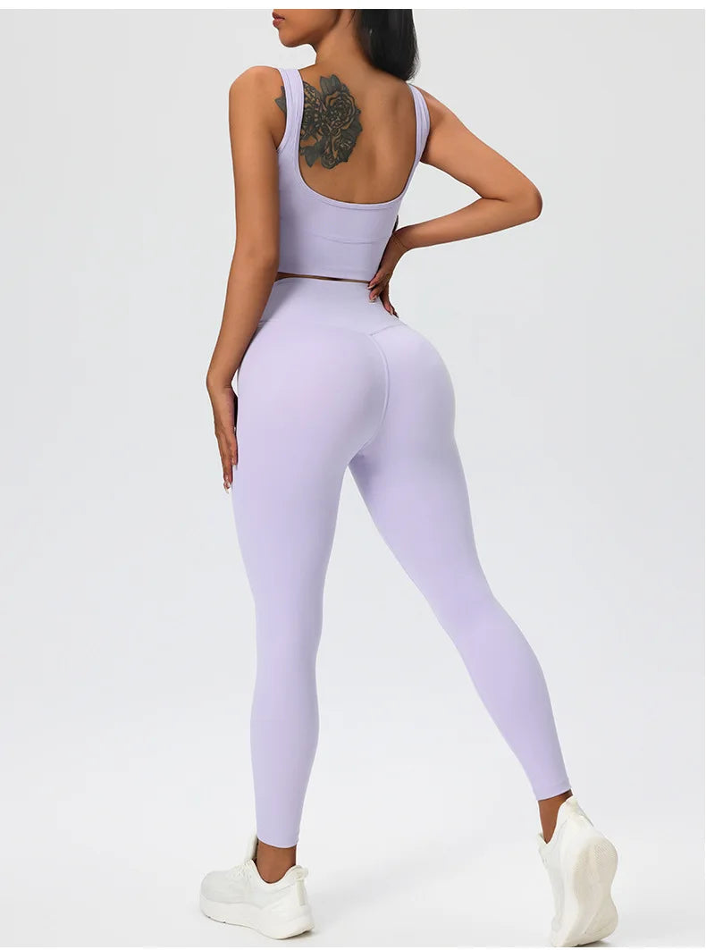 2 Pieces Women's High Quality Soften Yoga Set Sports Suit Gym Set