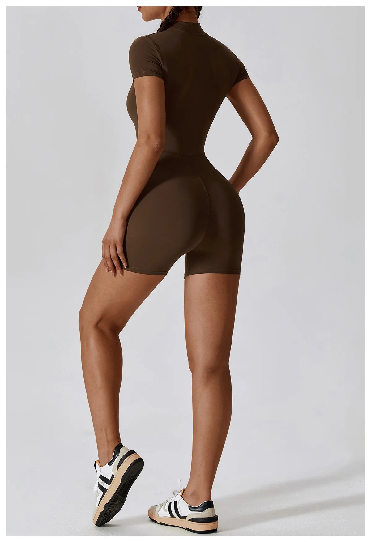Summer Zipper Jumpsuit Short Sleeve Yoga Bodysuit