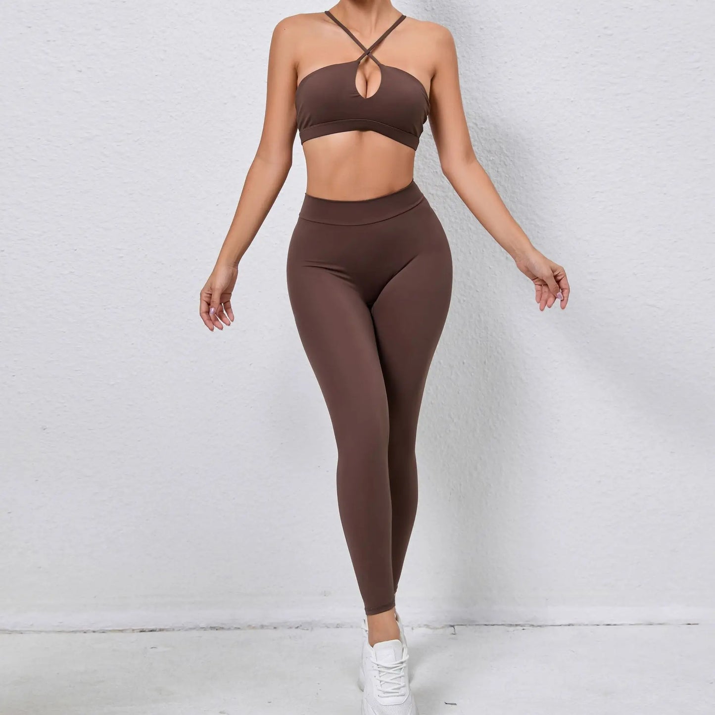 Sports Set Women Clothes Fitness Outfit Rib Yoga Suit Cross Running