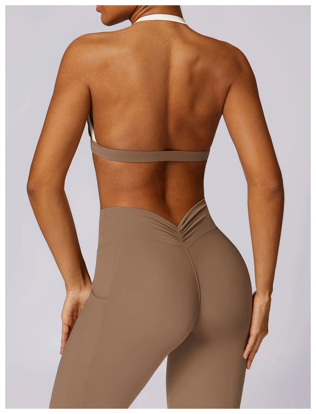 2Pcs Gym Set Women Workout Backless Yoga Suit