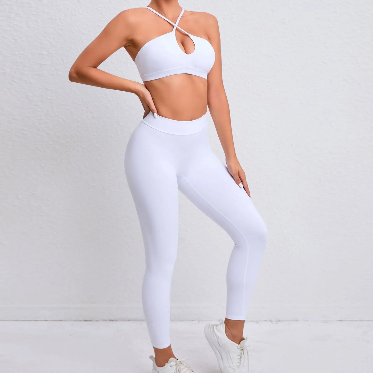 Sports Set Women Clothes Fitness Outfit Rib Yoga Suit Cross Running