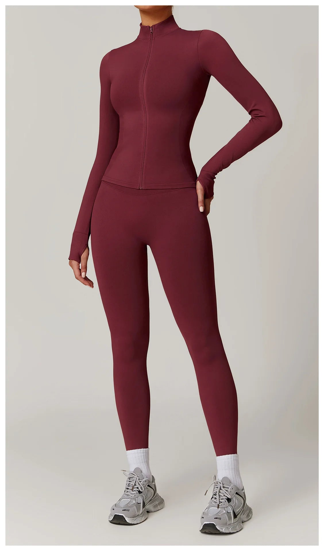 Seamless Yoga Clothes Women's Top Standing Collar Long Sleeved Sports Jacket